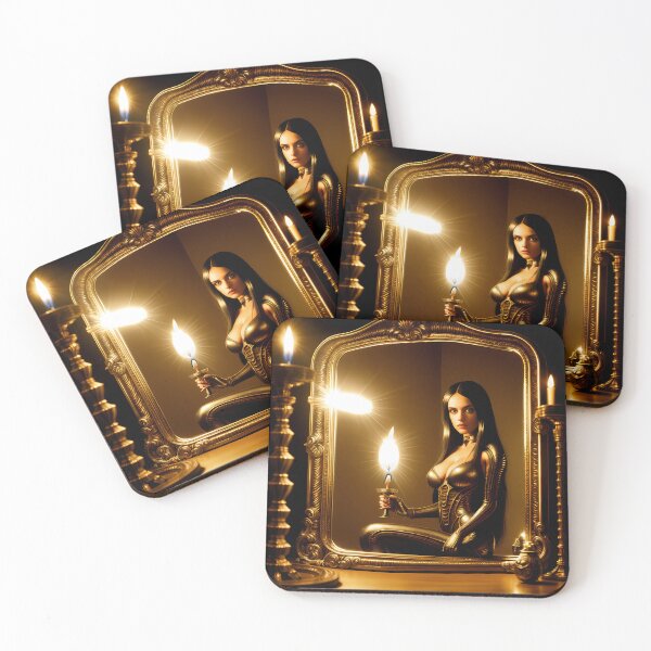 Artikelvorschau, Helles Licht Goldener Spiegel Schönes Mädchen Schwarzes Kleid Reflexion - Damenkollektion entworfen und verkauft von SpektroDesign.