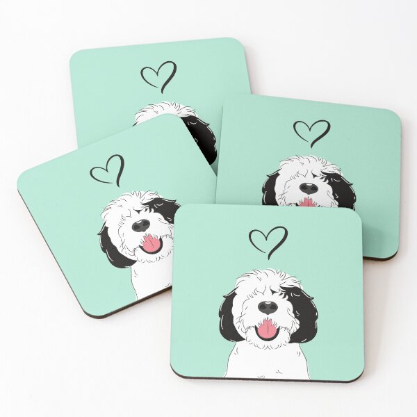 Item preview, LOVE Black and White Sheepadoodle 5 - green designed and sold by Lulupainting.