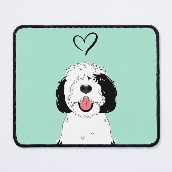 Item preview, LOVE Black and White Sheepadoodle 5 - green designed and sold by Lulupainting.