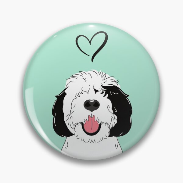 Item preview, LOVE Black and White Sheepadoodle 5 - green designed and sold by Lulupainting.