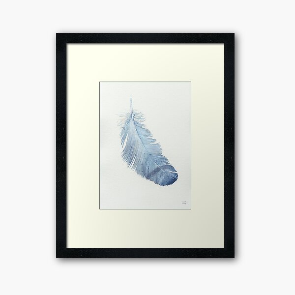 Blue feather study Framed Art Print
