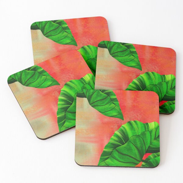 Item preview, Tropical leaves on the red wall  designed and sold by Nora Gad.
