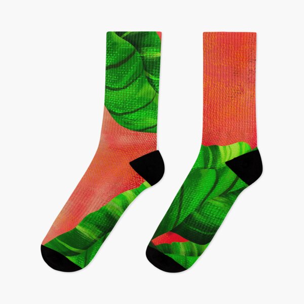 Item preview, Tropical leaves on the red wall  designed and sold by Nora Gad.