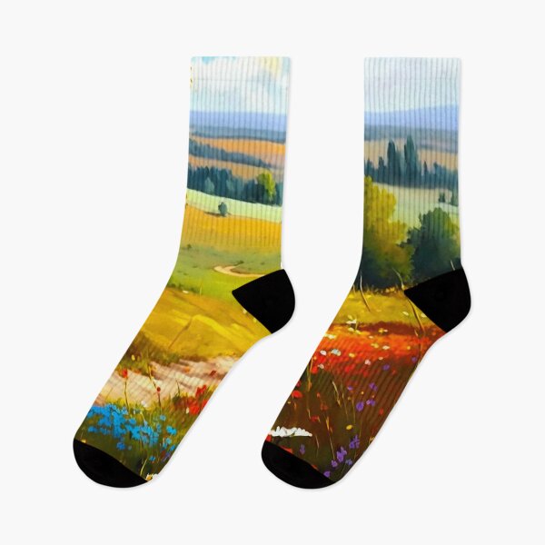 Item preview, Countryside dotted with colorful wildflowers Painting #2 designed and sold by Artistic Pandas.