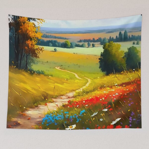 Aperçu de l'œuvre Countryside dotted with colorful wildflowers Painting #2 créée et vendue par Artistic Pandas.