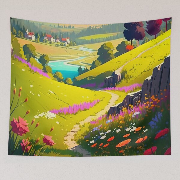 Aperçu de l'œuvre Countryside dotted with colorful wildflowers Painting #4 créée et vendue par Artistic Pandas.