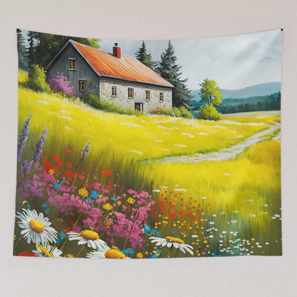 Aperçu de l'œuvre Countryside dotted with colorful wildflowers Painting #5 créée et vendue par Artistic Pandas.