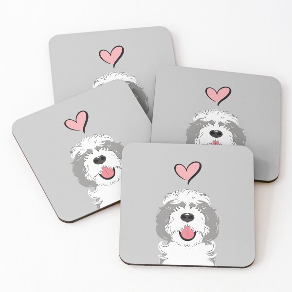 Item preview, LOVE Gray Grey and White Sheepadoodle 2 designed and sold by Lulupainting.