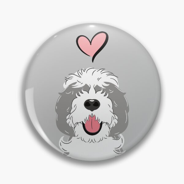 Item preview, LOVE Gray Grey and White Sheepadoodle 2 designed and sold by Lulupainting.