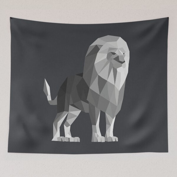 Item preview, Grey Low Poly Lion designed and sold by shaldesign.
