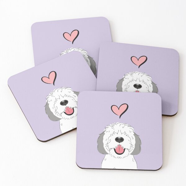 Item preview, LOVE Gray Grey and White Sheepadoodle 3 designed and sold by Lulupainting.