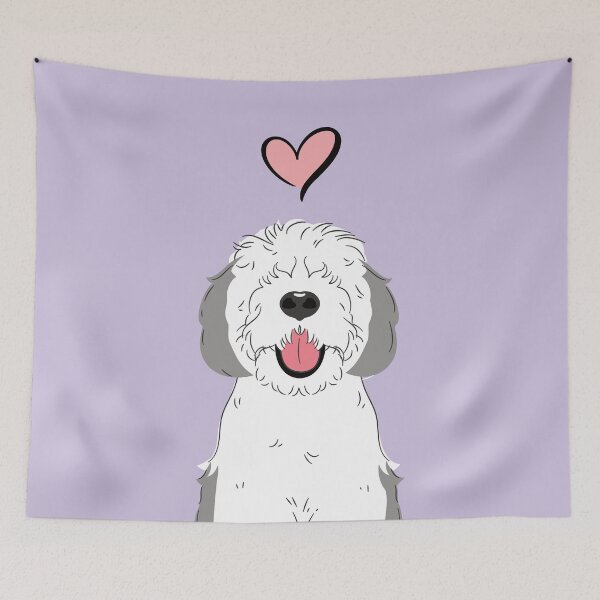 Item preview, LOVE Gray Grey and White Sheepadoodle 3 designed and sold by Lulupainting.
