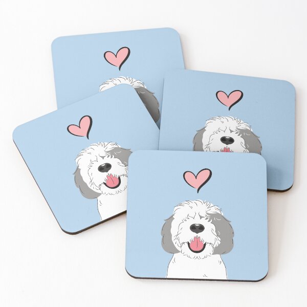 Item preview, Gray Grey and White Sheepadoodle 4 designed and sold by Lulupainting.