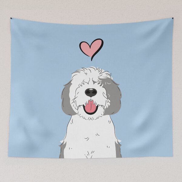 Item preview, Gray Grey and White Sheepadoodle 4 designed and sold by Lulupainting.