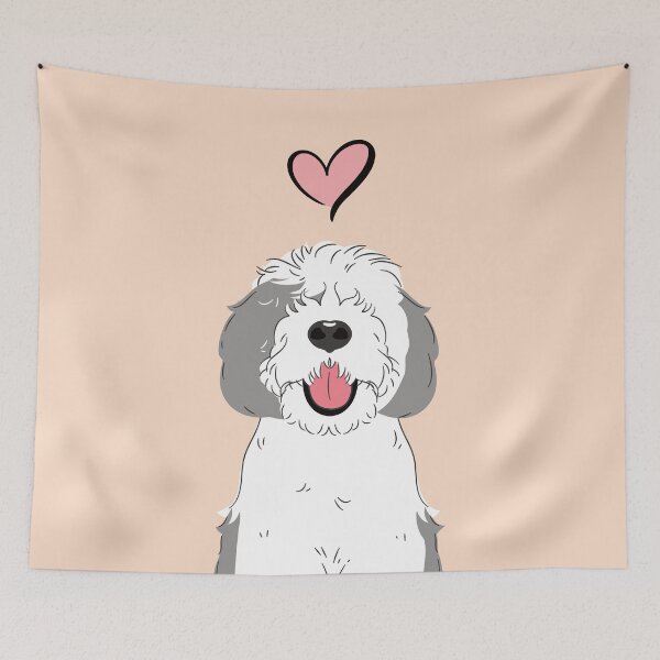 Item preview, Gray Grey and White Sheepadoodle 6 designed and sold by Lulupainting.