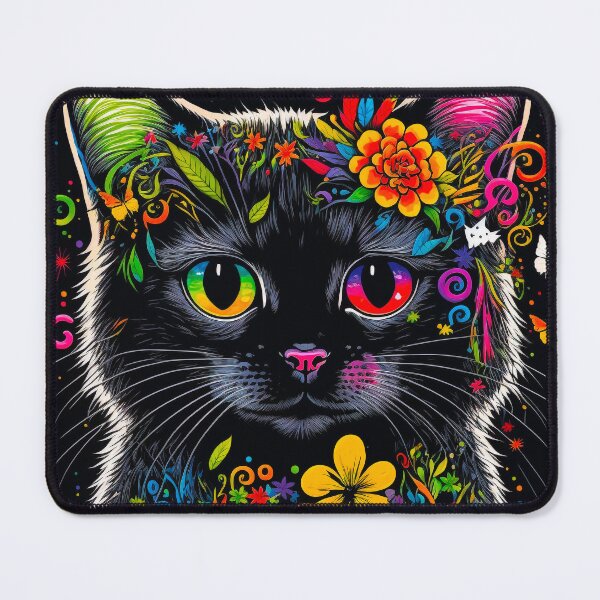 Item preview, a cute 70's retro hippie black cat designed and sold by popurbanart.