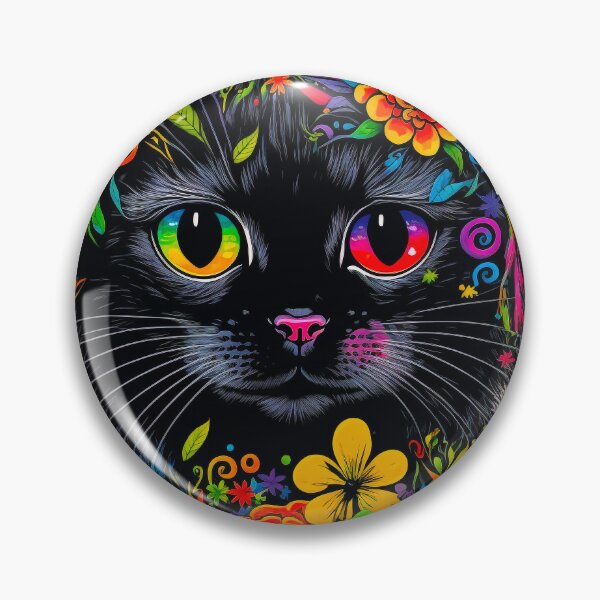 Item preview, a cute 70's retro hippie black cat designed and sold by popurbanart.
