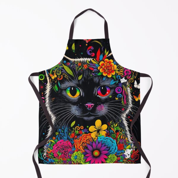Item preview, a cute 70's retro hippie black cat designed and sold by popurbanart.