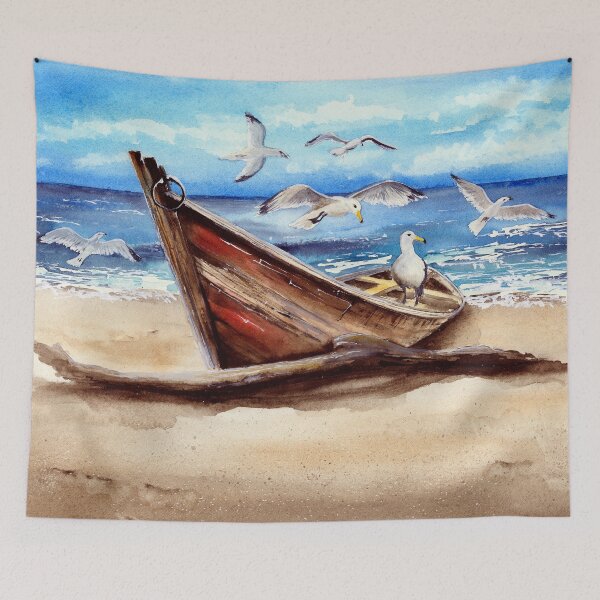 Item preview, Watercolor picture of an old fishing boat designed and sold by MaryWatercolor.