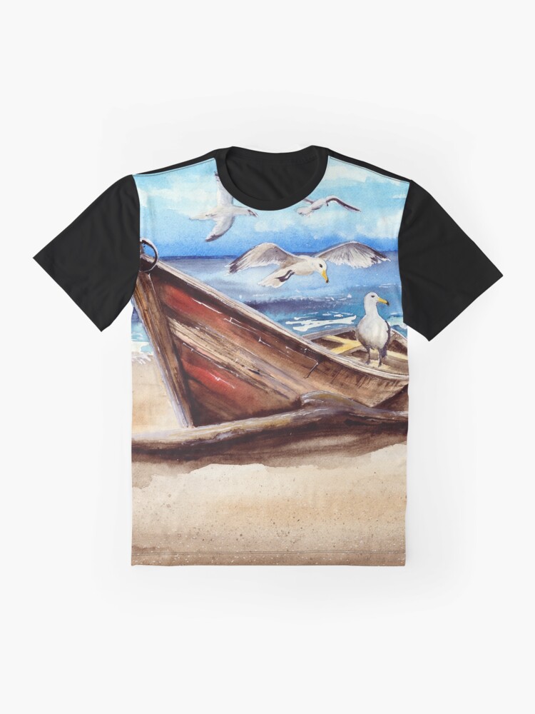 Watercolor picture of an old fishing boat Graphic T-Shirt for Sale by  MaryWatercolor
