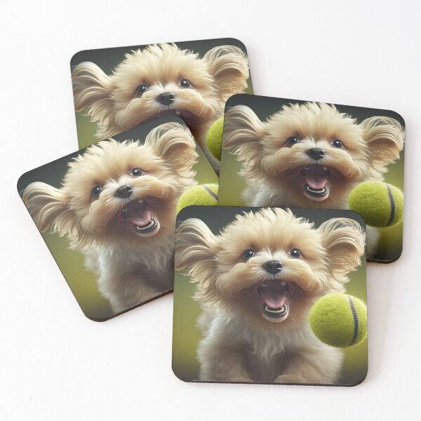 Item preview, Dog Chasing Tennis Ball Happy Puppy Dog designed and sold by ArtfulAmbitions.