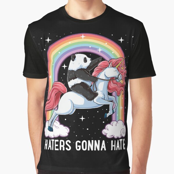 Vista previa del artículo con la obra «Panda Riding Unicorn T Shirt Odios que odiarán Rainbow Gifts para los amantes de pandas», diseñado y vendido por LiqueGifts.
