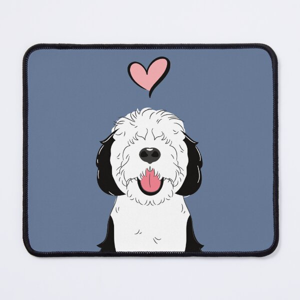 Item preview, LOVE Black and White Sheepadoodle 6 - navy designed and sold by Lulupainting.