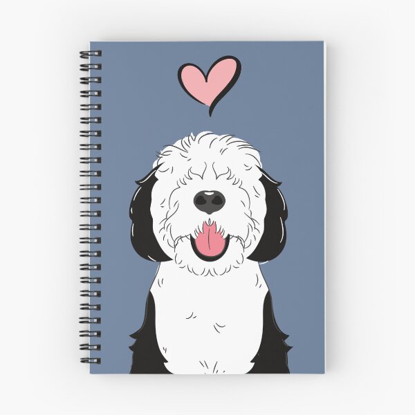 Item preview, LOVE Black and White Sheepadoodle 6 - navy designed and sold by Lulupainting.