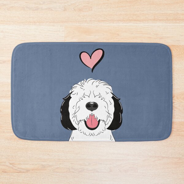Item preview, LOVE Black and White Sheepadoodle 6 - navy designed and sold by Lulupainting.