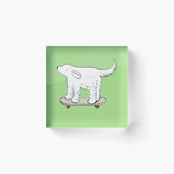 Item preview, White labrador skater on yasmine green designed and sold by Itsdomd.