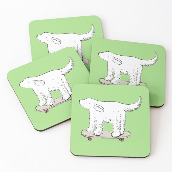 Item preview, White labrador skater on yasmine green designed and sold by Itsdomd.