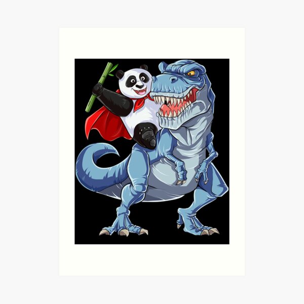 Panda Riding Dinosaur T Rex T Shirt Funny Pandas Bear Gifts For Panda Lovers Art Print By Liquegifts Redbubble - panda roblox gifts merchandise redbubble