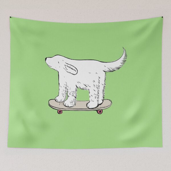 Item preview, White labrador skater on yasmine green designed and sold by Itsdomd.