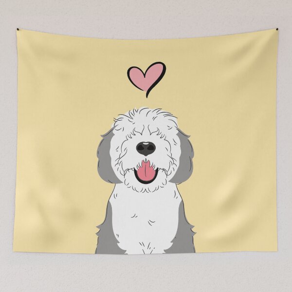 Item preview, Gray Grey and White Sheepadoodle 5 designed and sold by Lulupainting.