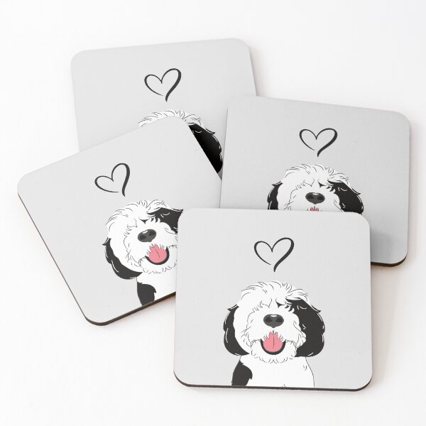 Item preview, LOVE Black and White Sheepadoodle 7 - gray designed and sold by Lulupainting.
