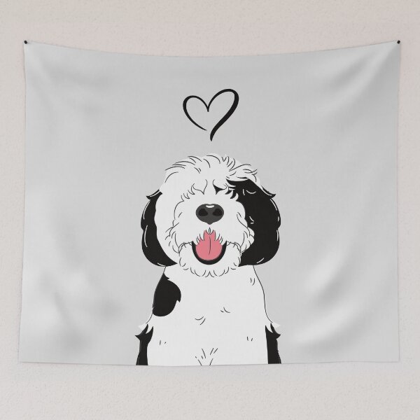 Item preview, LOVE Black and White Sheepadoodle 7 - gray designed and sold by Lulupainting.
