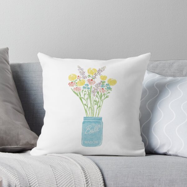 Item preview, Blue Mason Jar Wedding Bouquet Summer Flowers designed and sold by MWStout.