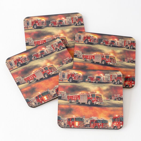 Item preview, Firefighting firetrucks in smoke and fire designed and sold by YeKnot.