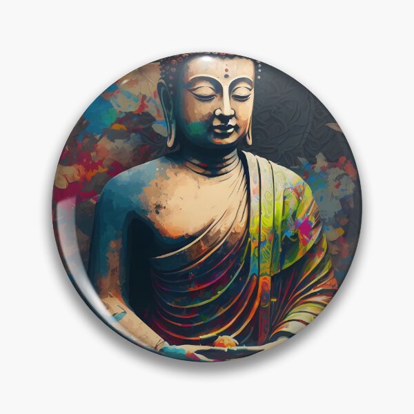 Item preview, Enlightenment in orange and Gold A Luxurious Classic Buddha Portrait designed and sold by bharuarts.