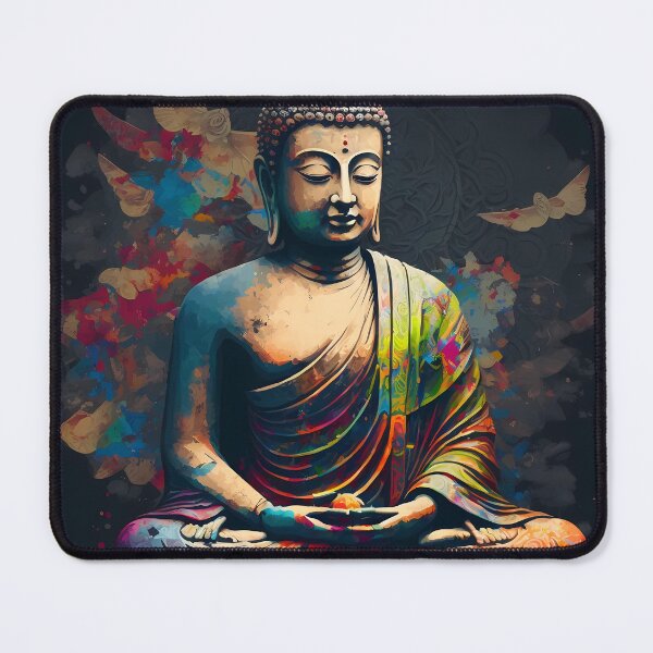 Item preview, Enlightenment in orange and Gold A Luxurious Classic Buddha Portrait designed and sold by bharuarts.
