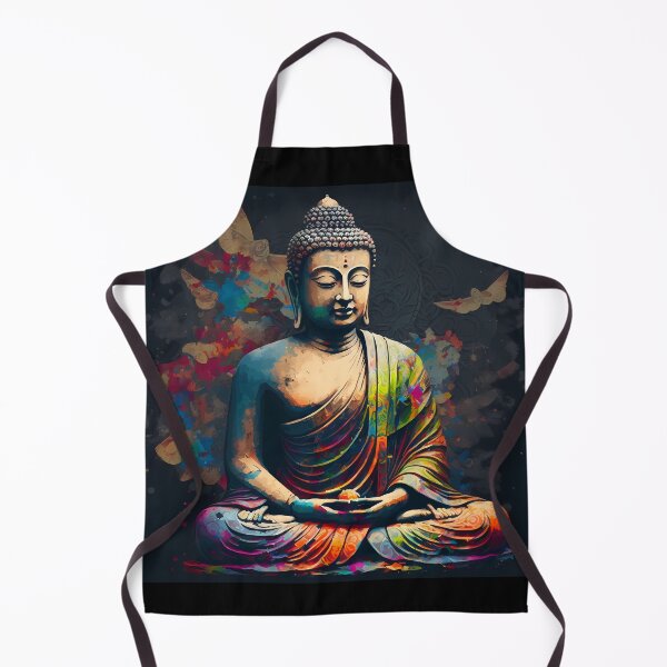 Item preview, Enlightenment in orange and Gold A Luxurious Classic Buddha Portrait designed and sold by bharuarts.