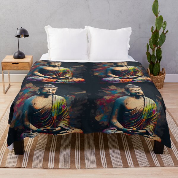Item preview, Enlightenment in orange and Gold A Luxurious Classic Buddha Portrait designed and sold by bharuarts.