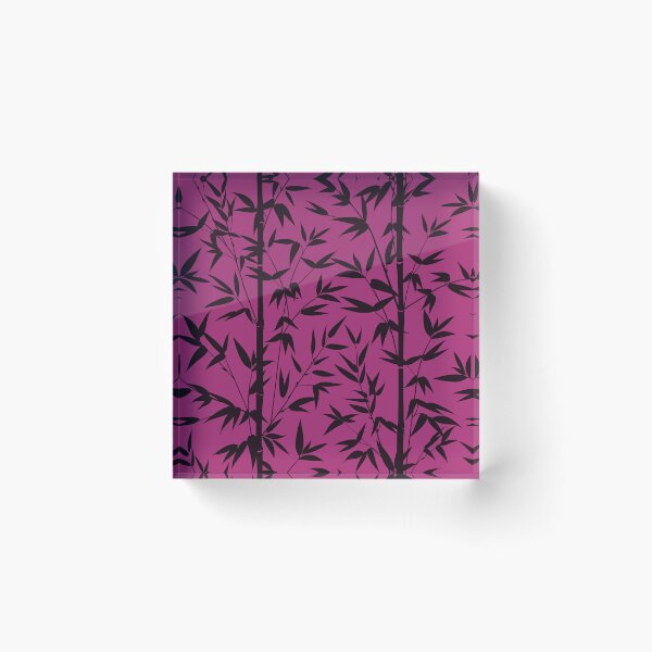 Item preview, Japanese Floral Magenta Pattern with Black Bamboo Leaves designed and sold by SoccaTamam.