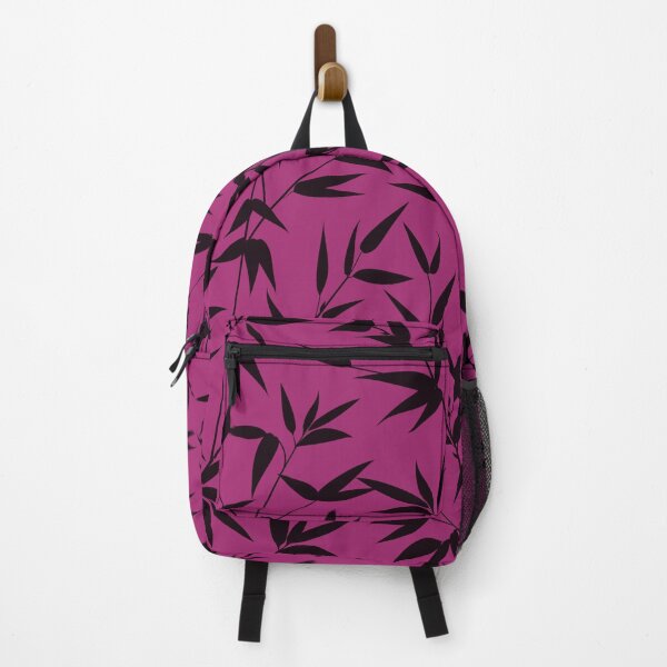 Item preview, Japanese Floral Magenta Pattern with Black Bamboo Leaves designed and sold by SoccaTamam.