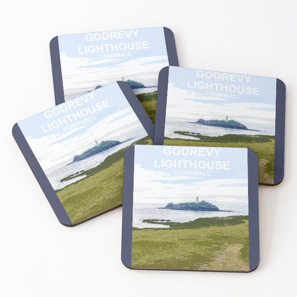 Item preview, Godrevy Lighthouse Cornwall. Cornish gift. Gwithian. Travel poster designed and sold by BarbaraGlebska.