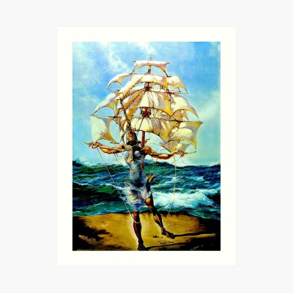 THE SHIP : Vintage Abstract Fantasy Painting Print Art Print
