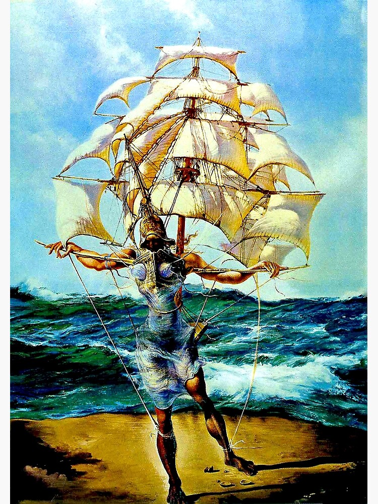 THE SHIP Vintage Abstract Fantasy Painting Print Canvas Print By   Flat,750x,075,f Pad,750x1000,f8f8f8 