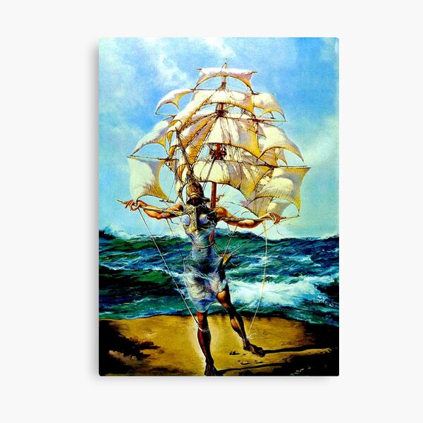 THE SHIP : Vintage Abstract Fantasy Painting Print Canvas Print