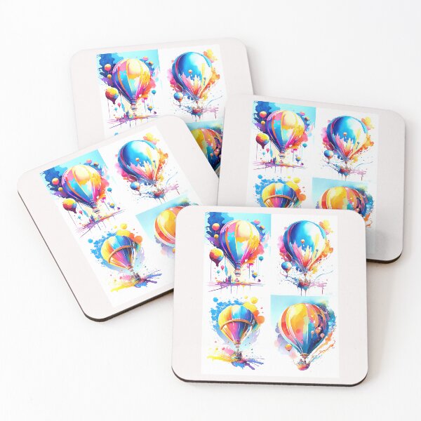 Item preview, Colorful Watercolor Hot Air Balloon Print, 4 in 1 designed and sold by factory88.