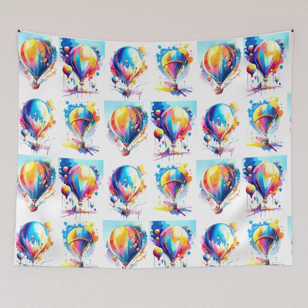Item preview, Colorful Watercolor Hot Air Balloon Print, 4 in 1 designed and sold by factory88.